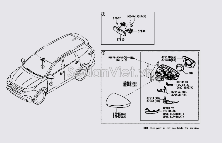 Gương chiếu hậu trong xe 87810BZ080