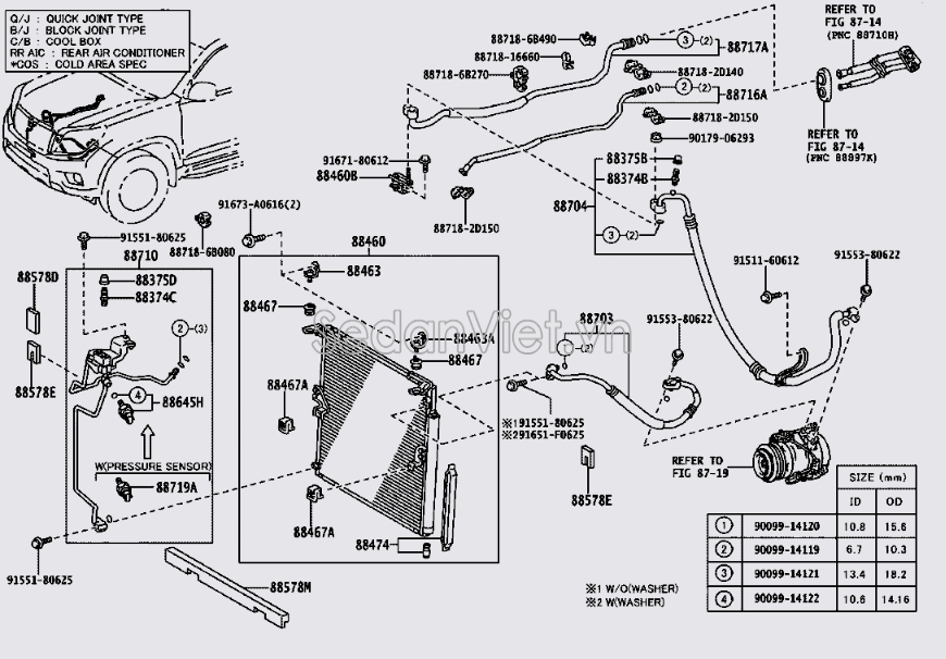 Ống ti ô điều hòa vị trí A Toyota Land Cruiser Prado 2009-2013