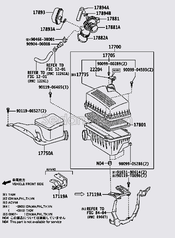 Cổ hút gió vào hộp lọc gió 177500H070