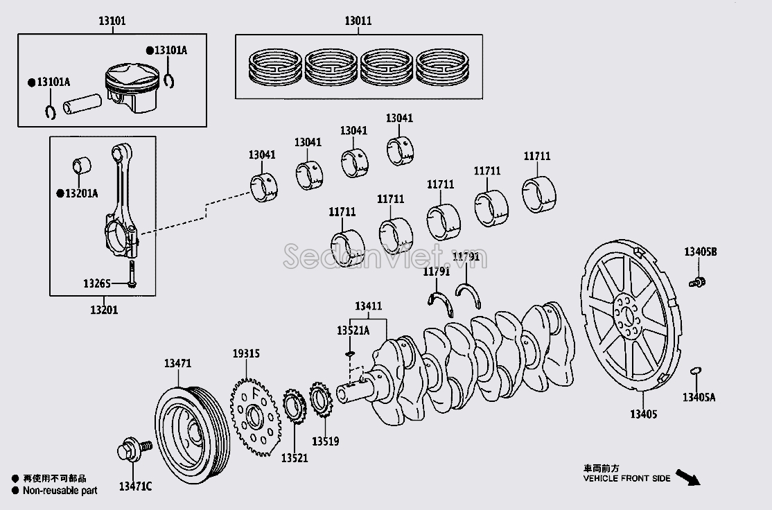 Bánh răng lai xích bơm dầu trục cơ 135190T020