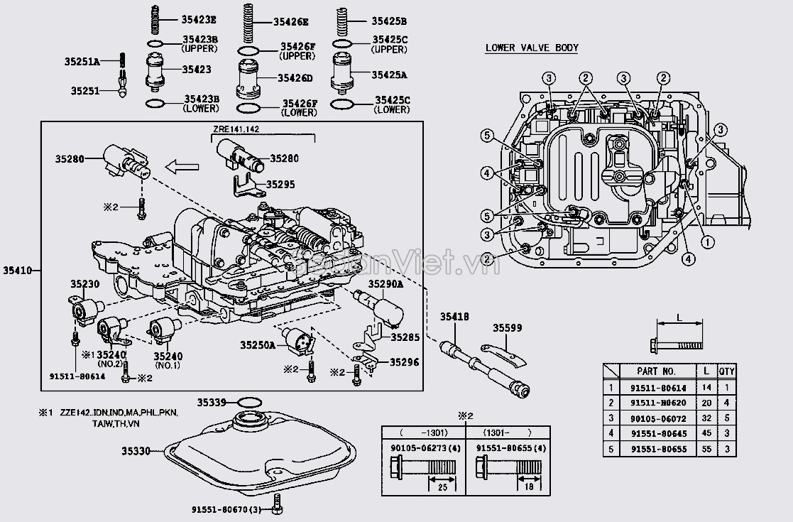 Van dẫn hướng hộp số tự động 3541852020