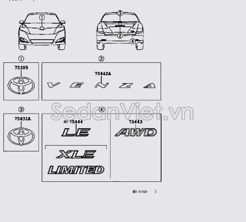 Logo cốp hậu 75311AA040