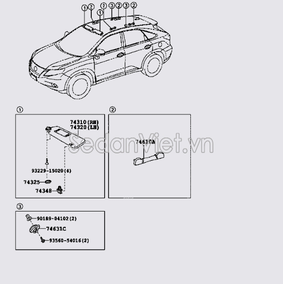 Chắn nắng trong xe Lexus RX450H 2010-2013