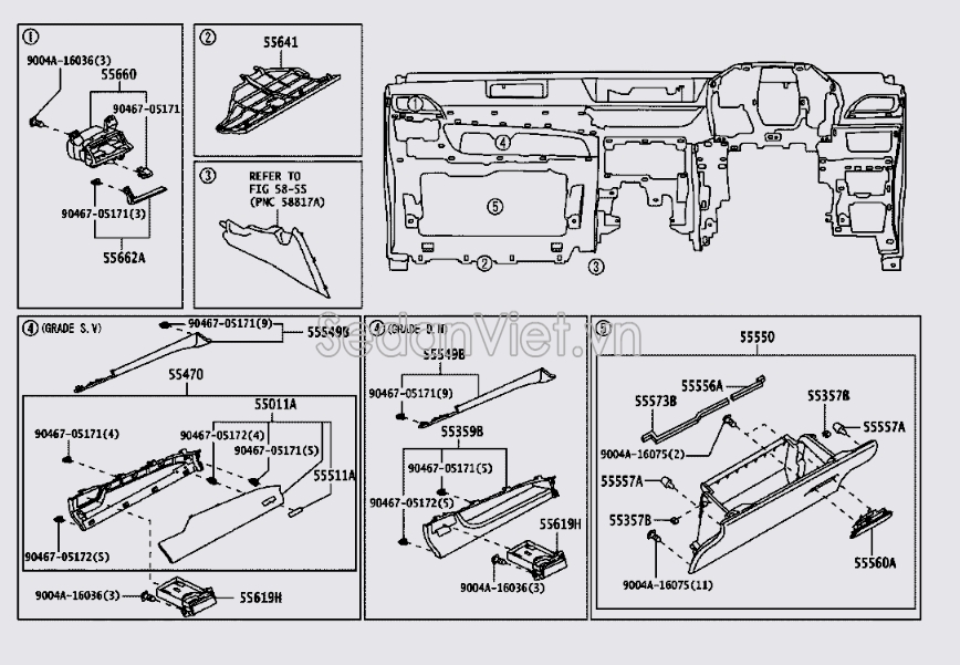 Cốp đựng đồ trong xe 55550BZ170C0