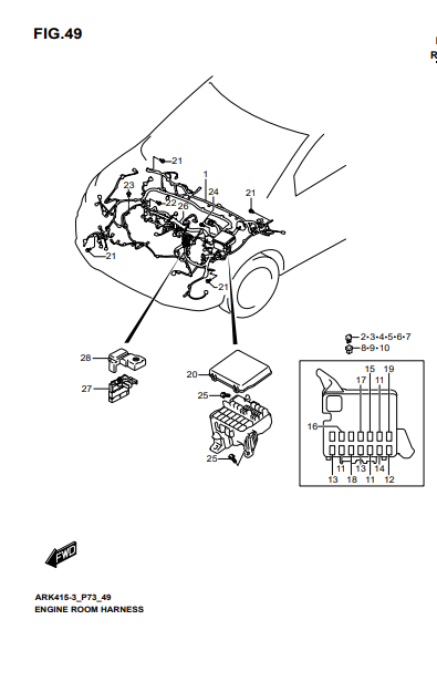 Dây điện khoang động cơ chính 3660973R00000