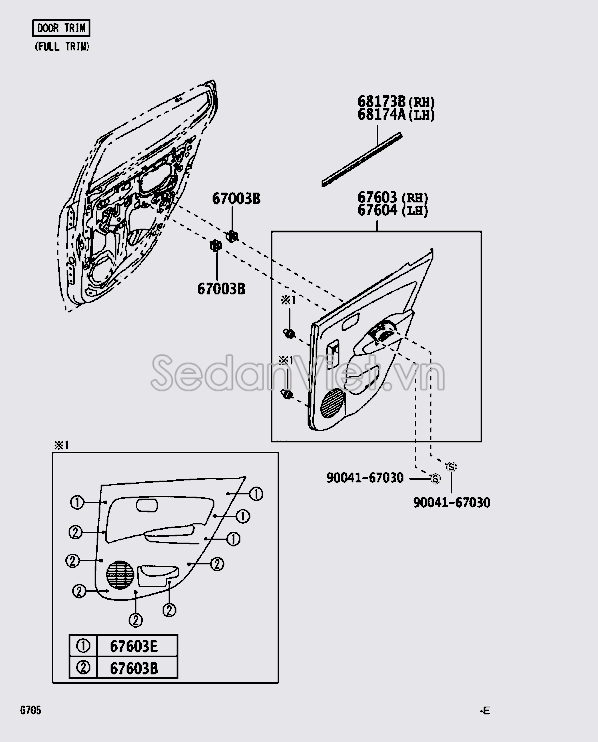 Nẹp chân kính cánh cửa 68173BZ140