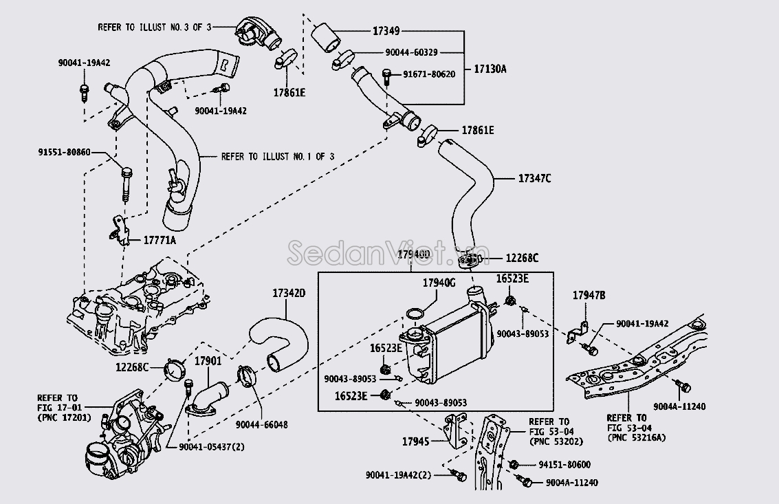 Ống làm mát turbo vị trí số 7 17346BZ010