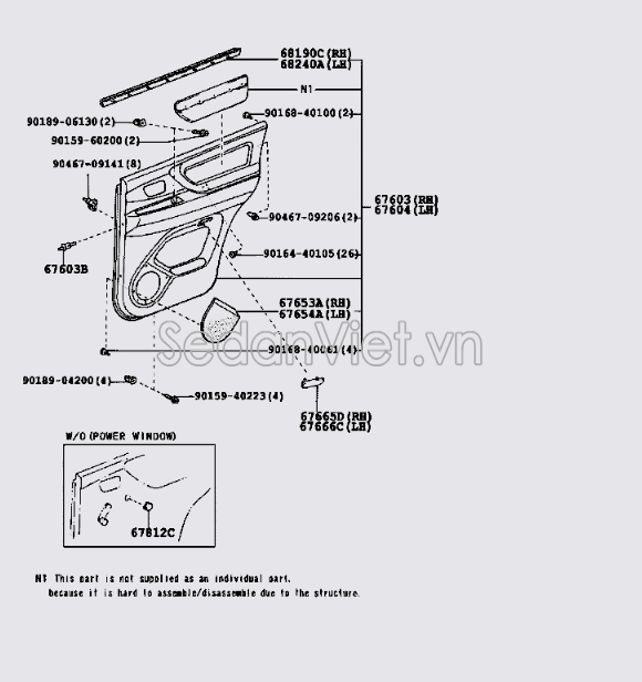 Nẹp chân kính cánh cửa 6819060080