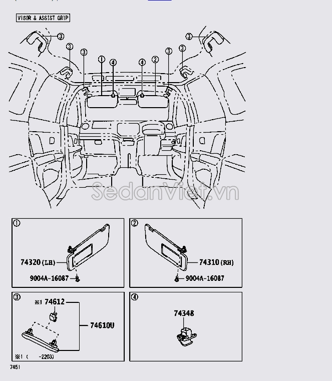 Tay vịn trần xe 74610B2030B3