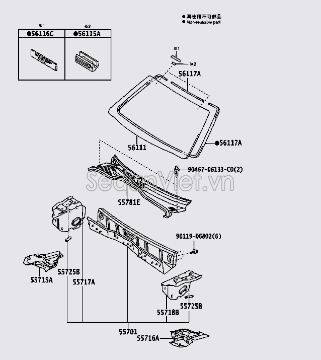 Ốp chân kính chắn gió trước Toyota Land Cruiser Prado 2004-2009