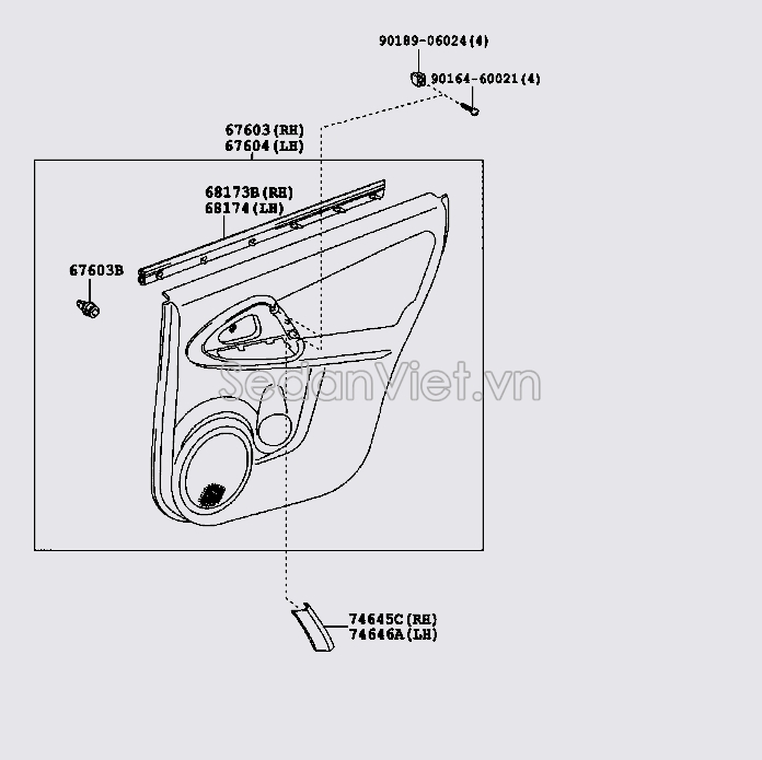 Nẹp chân kính cánh cửa sau 6817442020