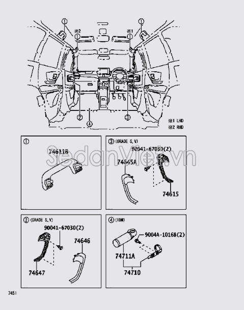 Tay Vịn trần 74610BZ050B0