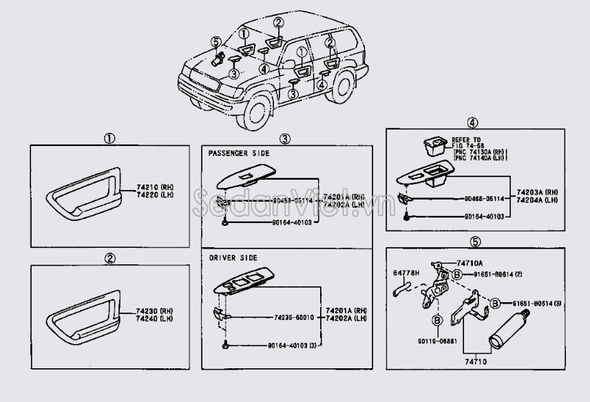 Nhựa ốp công tắc lên xuống kính 7422060090E2