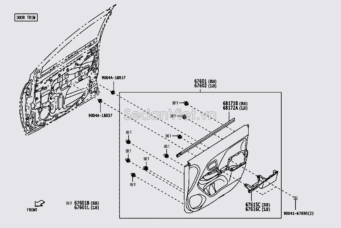 Nẹp chân kính cánh cửa trước 68171BZ270