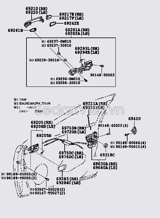 Đuôi tay mở cửa ngoài 6925033020B3