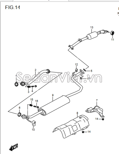 Miếng cách nhiệt ống xả 1423252R00000