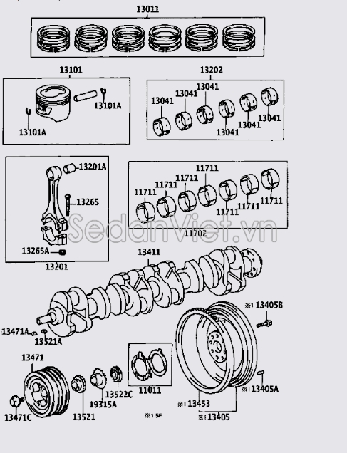 Bộ bạc trục cơ 1170466030