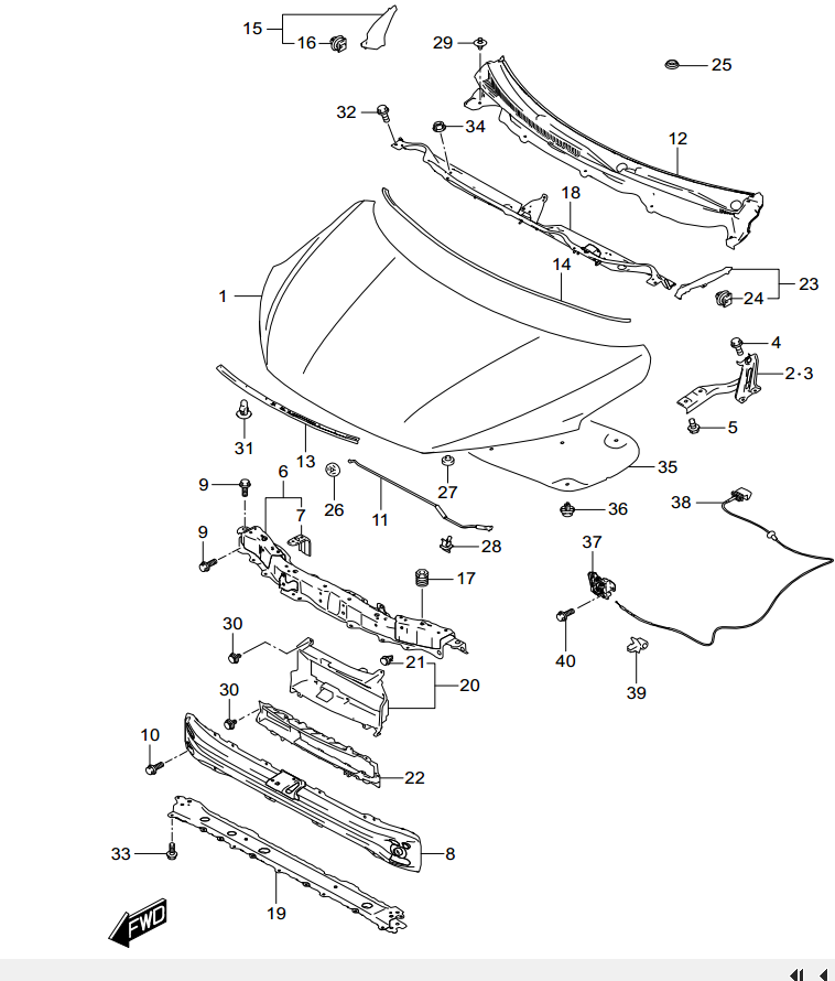 Dây giật nắp capo trước 8216072SA0000