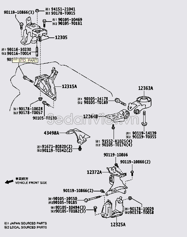 Giá bắt chân máy 123150Y010