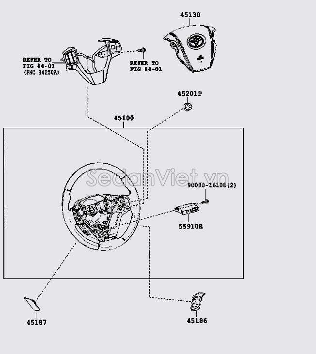 Nhựa ốp phím vô lăng 451860E060C0