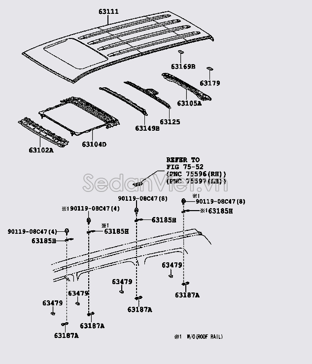 Xương đỡ tôn nóc xe vị trí số 2 6310760040