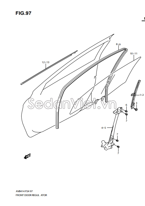 Gioăng kính cánh cửa trước 8366179P00000