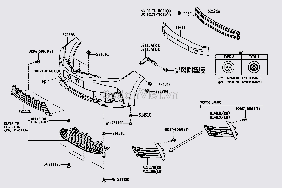 Nẹp cài cản 5211502380