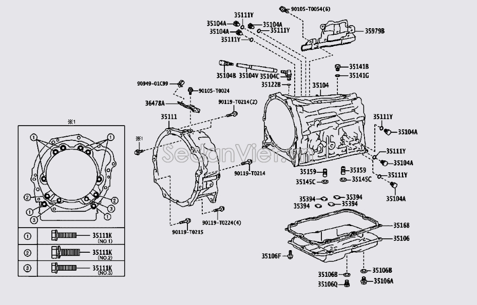 Vỏ đầu hộp số tự động 351110K020