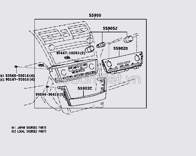 Cụm công tắc điều khiển điều hòa 5590033B60