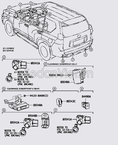 Cảm biến báo lùi Toyota Land Cruiser Prado 2013-2015