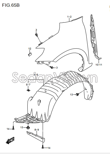 Lòng dè chắn bùn trước 7232253R01000