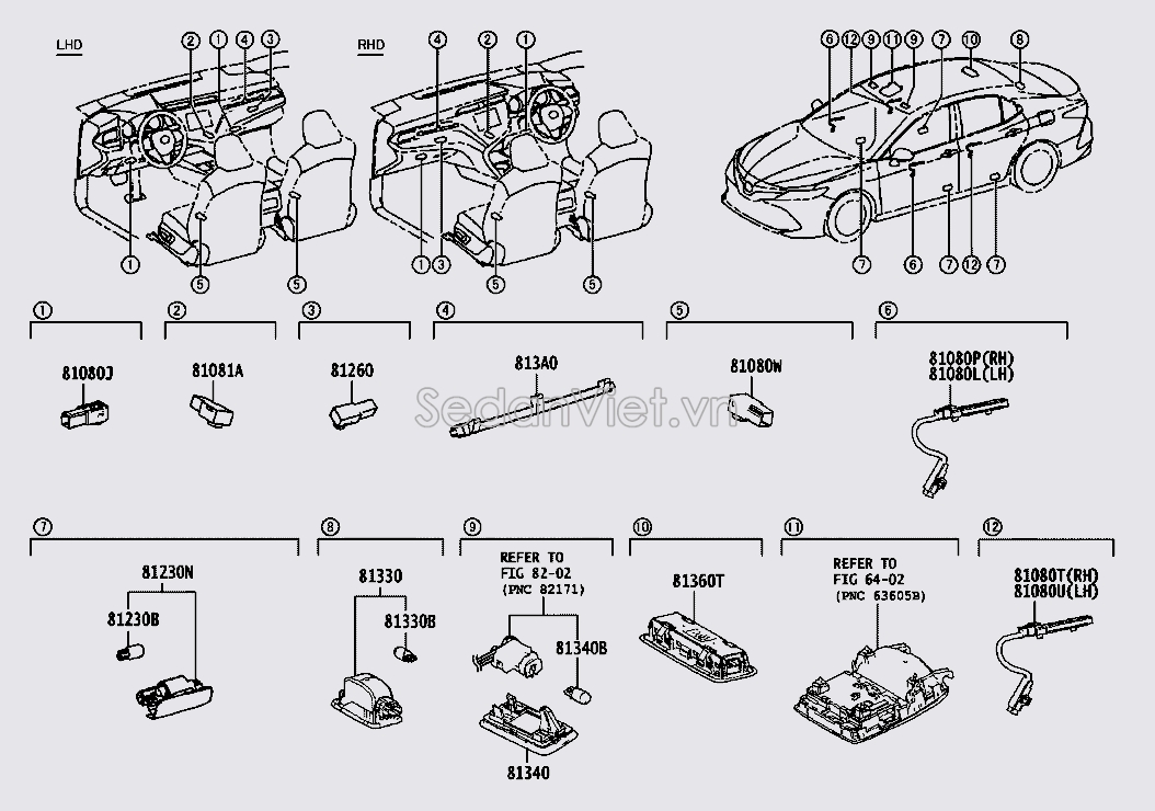 Đèn chiếu sáng trong xe cửa trước 8108006390