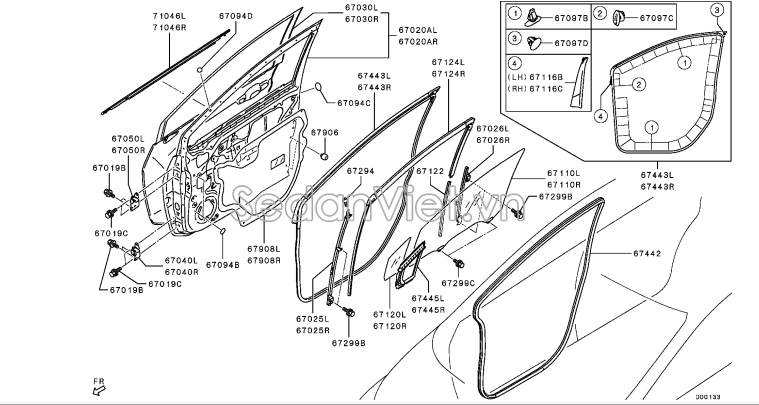 Xương dẫn hướng nâng hạ kính cánh cửa trước Mitsubishi Xpander 2020-2022