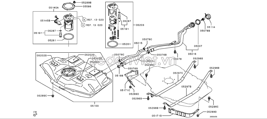 Ống dẫn xăng vào bình xăng 1710A814