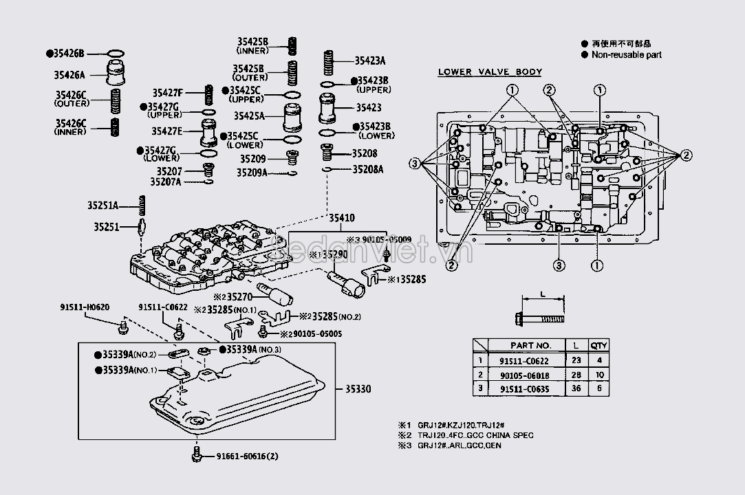 Van điều khiển mở dầu hộp số Toyota Land Cruiser Prado 2004-2009