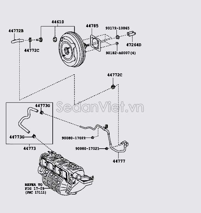 Ống hơi van chân không 447700T020