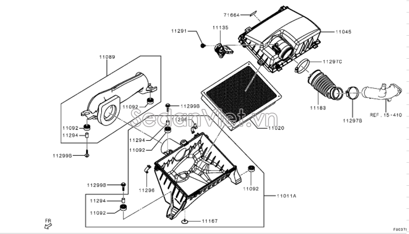 Ống hút gió vào hộp lọc gió 1505B390