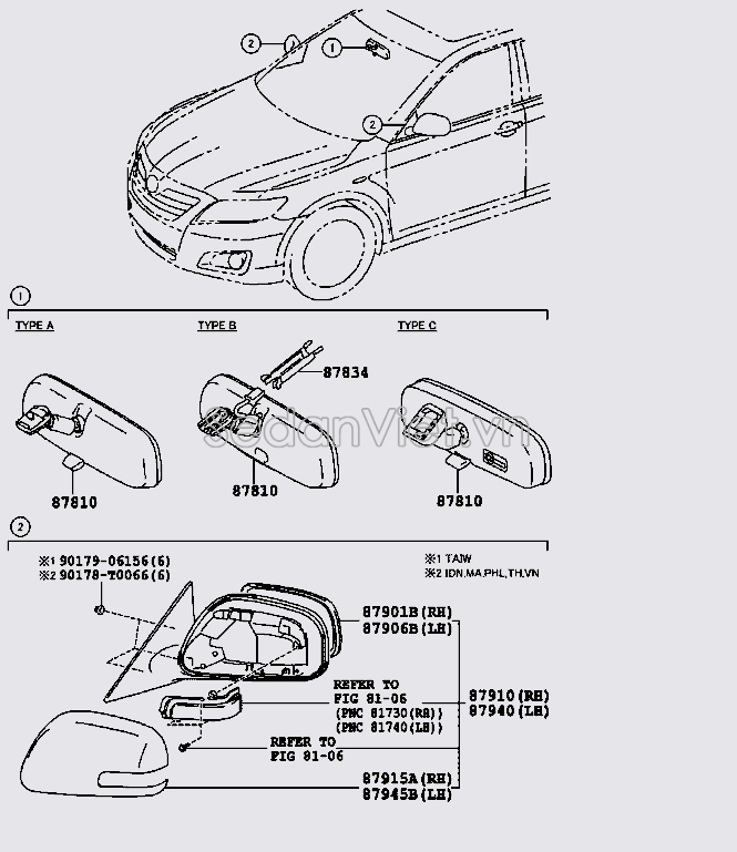 Kính chiếu hậu trong xe 8781006100