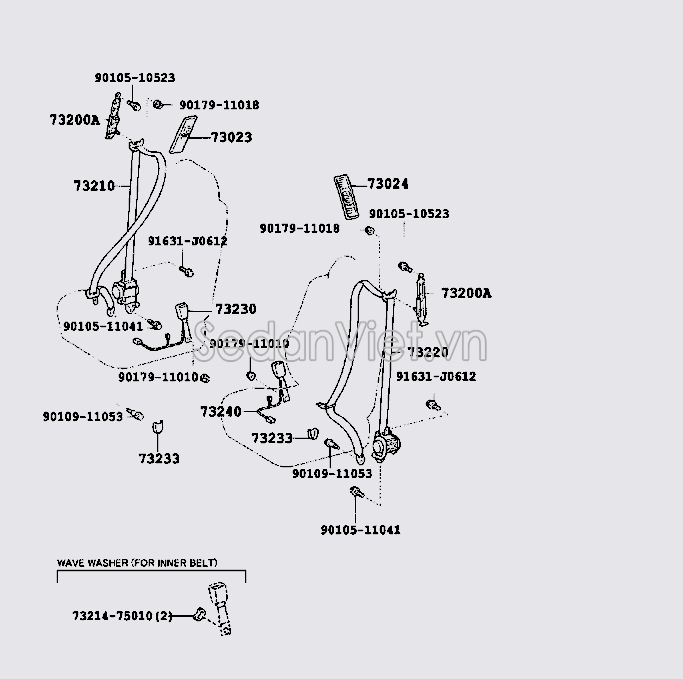 Chốt dây đai an toàn ghế trước Toyota Land Cruiser Prado 2004-2009