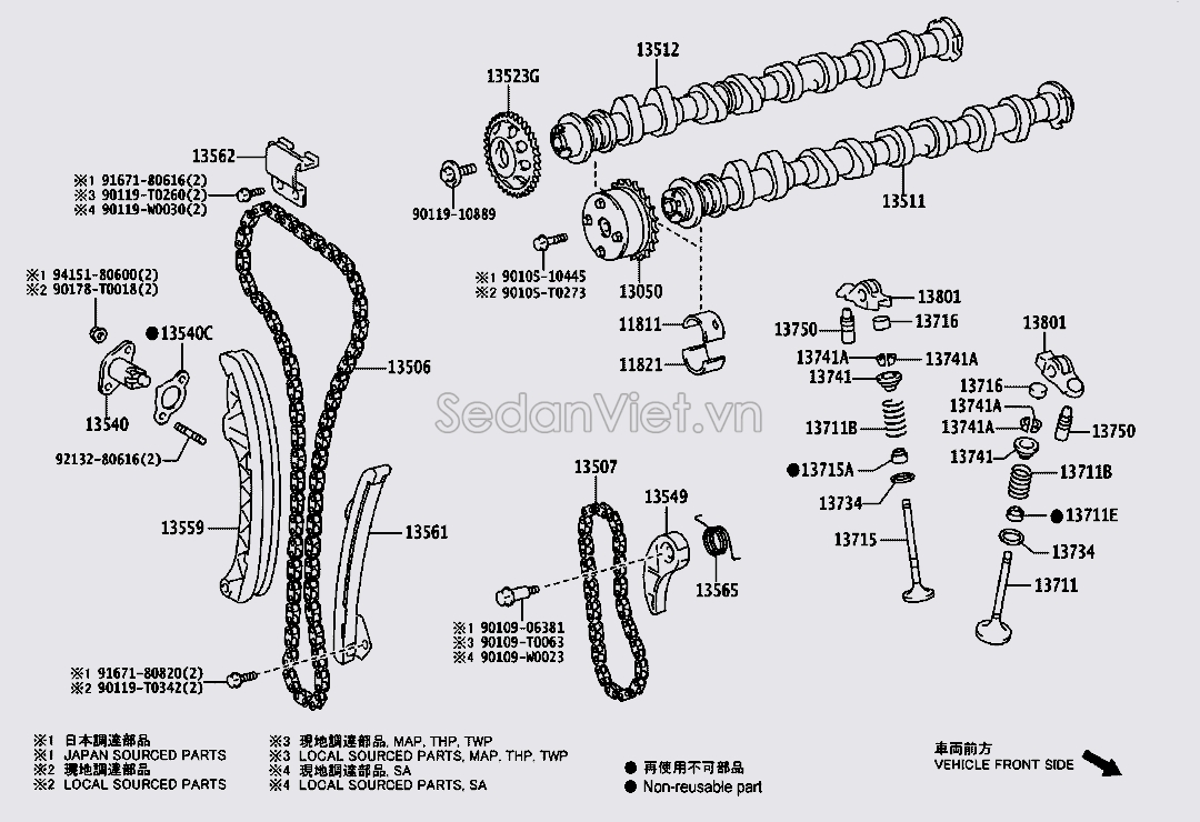 Tì xích bơm dầu 135490T040