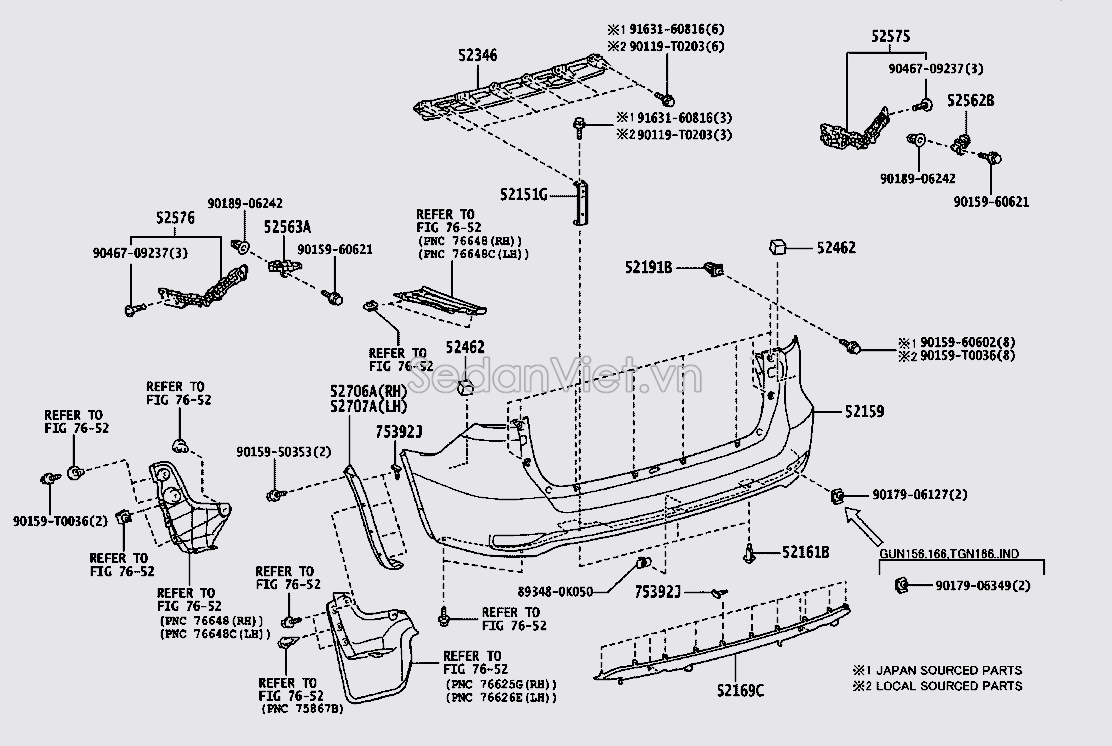 Xương đỡ cài cản sau 523460K050