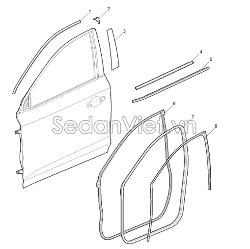 Ốp trụ đứng ngoài cánh cửa trước  10770044