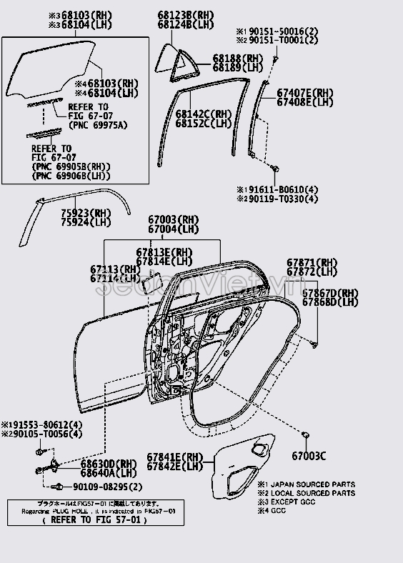 Gioăng trượt kính cánh cửa sau 6815202240