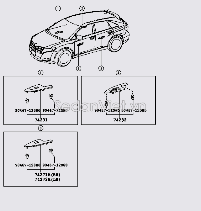 Nhựa ốp công tắc lên xuống kính 742320T020E0