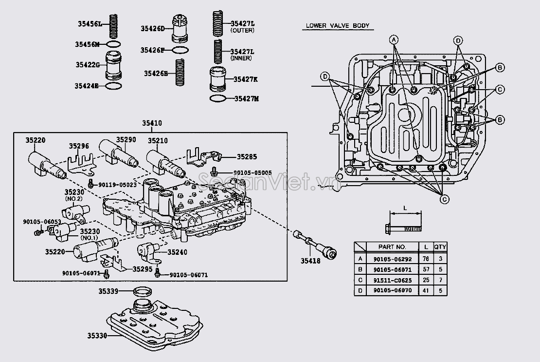 Van mở dầu hộp số tự động số 1 3521033020