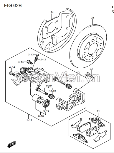 Cụm gông phanh sau 5540152R00999