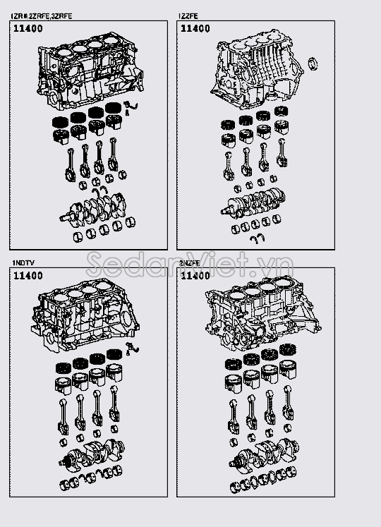 Lốc máy liền trục cơ và Piston 114000T170