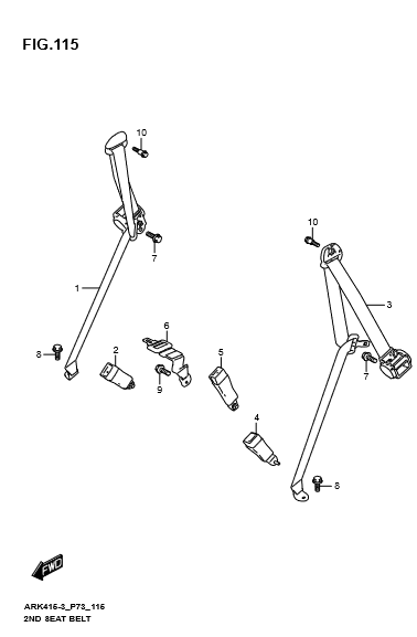 Dây đai an toàn sau giữa hàng ghế 2 Suzuki XL7 2020