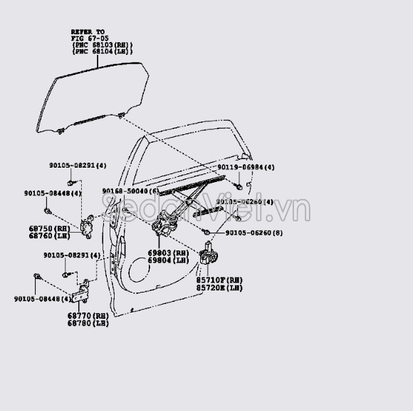 Motor nâng hạ kính cánh cửa Lexus RX450H 2010-2013