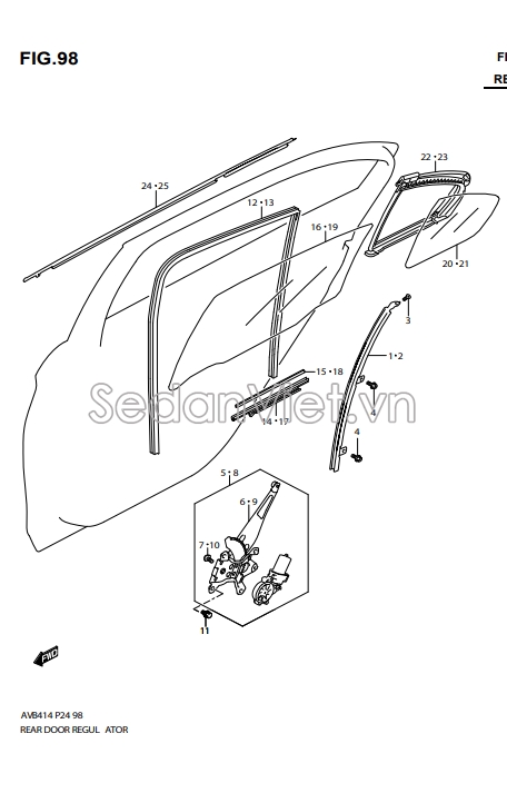 Gioăng kính cánh cửa sau 8367179P00000